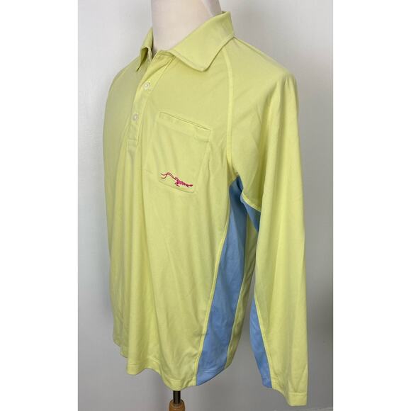 Men True Flies performance pocket long sleeve athletic polo shirt, L - Picture 2 of 4